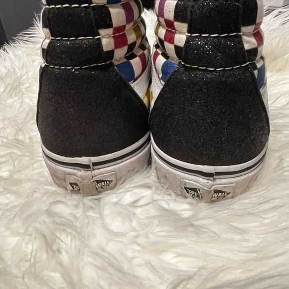 Vans High-Top Sneakers - Black with Multicolor Checkered Design - Picture 6 of 8